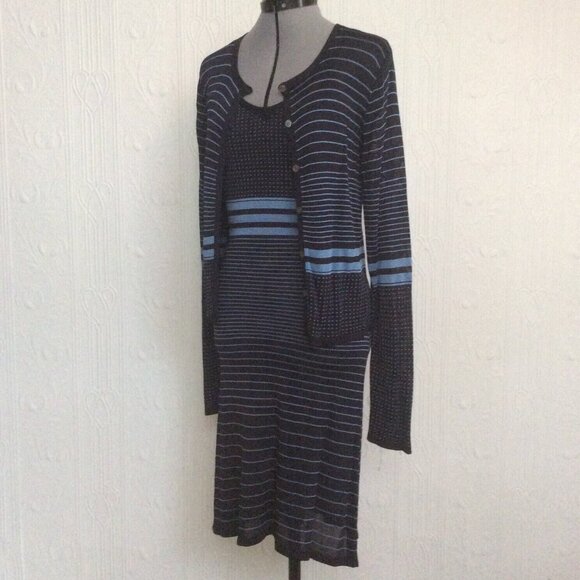90's BCBG MaxAzria tricotine slip dress and cardigan - size 6 or 8 - S or XS - Picture 1 of 4